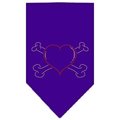Unconditional Love Heart Crossbone Rhinestone Bandana Purple Small UN852238